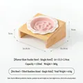 Ciotola in ceramica per alimentazione lenta con supporto in bambù inclinato per cani e gatti - Piatto Slow Feeder Fiore Griglia / Set Supporto Ciotola Singola Inclinato / Rosa