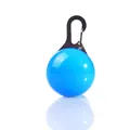 Detail of a bright blue circular LED safety light pendant for dog collars - 1 Piece / Blue