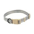 Adjustable grey and white woven dog collar with khaki quick release buckle for small dogs - Single Collar (EPT-5551) / 6mm Width (Suitable for 3-8 lbs) / Gray