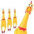 Klassisches gelbes quietschendes Gummihuhn-Spielzeug für Haustiere, Kautraining - Schreiendes Huhn (Klein) / Zufällige Farbe