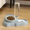 Graue integrierte Haustierstation mit Keramiknapf und automatischem Wasserspender - Kartonverpackung / Premium-Grau + Keramikschale