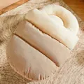 Beige plush enclosed pet sofa bed with warm corduroy exterior for cats - Beige Slipper Bed with Electric Blanket / Beige / M-Fits Pets within 5kg (62x40cm)