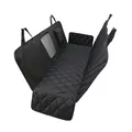 Durable black quilted waterproof car rear seat cover for dogs with mesh window and pockets - Style CZD-U-03 / CZD-U-03 Black