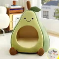 Acogedora cama para mascotas de peluche con forma de aguacate para gatos y perros - Casa de Aguacate Con Almohada / Talla S (37x33x37cm)