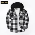 Casual men's long sleeve black and white plaid hooded shirt fashion item JM419-10 - Gray