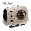 Portable space capsule cat carrier bag with floral white pattern and clear bubble window - Geometric Print Style / White