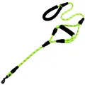 Neon green reflective dog leash with dual foam handles for training and outdoor walking. - 12mm*150cm / Green