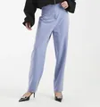 High-waisted straight-leg dress pants in light blue for professional office wear - S / Bottoms / Sky Blue