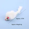 Witte konijnenvacht speelgoedmuis voor katten, 17 cm interactief pluche kattenspeeltje - Lengte ca. 18cm / Wit