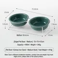 Ensemble de deux bols en céramique vert foncé avec support minimaliste en fer blanc - Bol Moyen Avec Support Double / Vert foncé