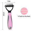 Small pink pet de-matting rake with 11 and 6 stainless steel teeth for dogs and cats - Small (11 Teeth) OPP Bag / Pink
