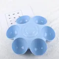 Sky blue flower-shaped plastic pet feeder bowl with six separate compartments for cats - 6-Hole Plum Blossom Slow Feeder / Light Blue