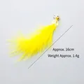 Bright yellow feather cat toy replacement with bell and clasp for DIY interactive play - Yellow Shell Fluffy Feather Replacement Head (CT206)