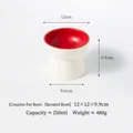 Gamelle surélevée en céramique pour chats et chiens, intérieur rouge, extérieur blanc. - Bouche Plate Surélevée / Rouge