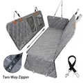 Waterproof 4-in-1 gray quilted dog car seat cover for back seat with dual zippers - Style CZD-U-05 / CZD-U-05 Cationic Gray (No Bag)