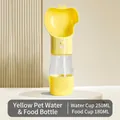 Draagbare gele water- en voerdispenser voor honden buitenwandelingen, 250 ml en 180 ml - Alles-in-één Water en Voeding / 250ml+180ml / Geel