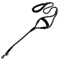 Heavy duty black reflective dog leash with dual padded foam handles for control - 12mm*150cm / Black