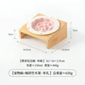 Ciotola anti-ingozzamento in ceramica con supporto in bambù per gatti e cani piccoli - Piatto Slow Feeder Pois Bordo / Set Supporto Ciotola Singola Inclinato / Rosa