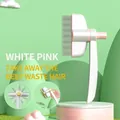 Professionelle weiß-rosa Tierhaarbürste mit rotierenden Edelstahlnadeln für Hunde - Rotierender Druckknopf-Kamm / Weiß-Rosa