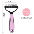 Professional pink pet dematting rake with 17 and 9 stainless steel teeth for dogs and cats - Large (17 Teeth) OPP Bag / Pink