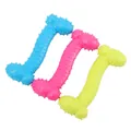Durable Z-shaped bone pet chew toys with textured spikes in three vibrant colors for dogs - Red