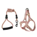 Durable mottled pink and grey dog harness and matching leash set for small pets - Harness Set (Harness + Leash) / 6mm*120cm (Suitable for 3-8 lbs) / Orange