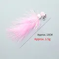 Pink feather cat toy teaser wand replacement head with bell and lobster clasp - Pink Shell Fluffy Feather Replacement Head (CT206)