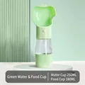Groene draagbare drinkfles voor huisdieren met 250ml water- en 180ml voercompartiment - Alles-in-één Water en Voeding / 250ml+180ml / Groen
