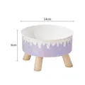Elevated purple pet bowl with cute cat patterns, 14cm diameter - Purple Ice Cream Elevated Bowl