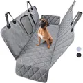 Grey quilted waterproof dog car seat cover hammock with mesh window and storage pocket - CZD-U-03 Cationic Gray