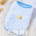 Warme hellblaue Fleeceweste für Haustiere mit süßem Bienen-Stickmuster für kleine Hunde - XS / Blau