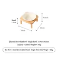 Keramik-Napf für Haustiere mit erhöhtem Eichenholzständer, schräges Design zum Nackenschutz - Helles Beige Schale + Einzelner Paralleler Ständer