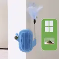 Blue cactus cat self-groomer with feather teaser stick and catnip ball - With Catnip Ball / 1 Piece / Blue