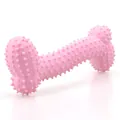 Pink spiked bone dog chew toy made of durable and safe TPR material for dental cleaning - Macaron Pink
