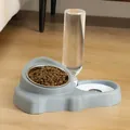 Ensemble distributeur automatique gris pour animaux avec bouteille d'eau et bol - Gris Premium + Bol en Inox