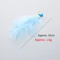 Blue feather cat teaser wand replacement head with bell and seashell charm detail - Blue Shell Fluffy Feather Replacement Head (CT206)