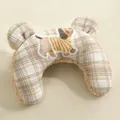 Cozy plaid pet pillow with adorable bear ears and a cute cartoon dog pattern print - Bed Pillow / 25*17*6cm / Plaid Puppy