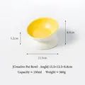 Bol ergonomique en céramique inclinée pour animaux, intérieur jaune - Bouche Inclinée Surélevée / Jaune