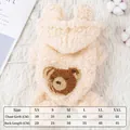 Cute cream-colored fleece hooded pet outfit with bear detail and size chart included - XS / White