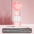 Roze draagbare water- en voerfles voor huisdieren, 250ml water en 180ml voeding - Alles-in-één Water en Voeding / 250ml+180ml / Roze