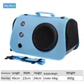 Sky blue portable pet carrier bag, size 40x23x24cm, for cats and dogs up to 10kg - Standard Style / Blue