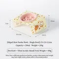 Pet slow feeder bowl with inclined acrylic stand and cute cartoon animal print base - Small Slow Feeder (Pink) with Tilted Yellow Stand