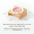 Ciotola a fiore in ceramica rosa per alimentazione lenta con supporto in bambù inclinato - Piatto Slow Feeder Pois Fiore / Set Supporto Ciotola Singola Inclinato / Rosa