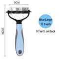 Professional blue large pet dematting comb with seventeen stainless steel teeth for dogs and cats - Large (17 Teeth) OPP Bag / Blue
