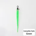 Flauschiger grüner Raupen-Katzenangel-Ersatzkopf mit einem hellen Metallglöckchen - Grüne Raupe