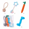 Pet dog chew toy set featuring cotton rope ball, carrot, and blue bone molar toy - Star + Z-Bone + Carrot + Single Knot / Four-Piece Set