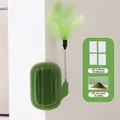 Green cactus-shaped cat self-scratcher wall corner groomer with spring feather teaser wand - Without Catnip Ball / 1 Piece / Green