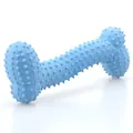Durable blue Z-shaped spiked bone chew toy for dogs made of safe and eco-friendly TPR material - Macaron Blue