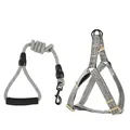 Durable grey textured no-pull dog harness and rope leash set for small breeds and puppies - Harness and Leash Set (EPT-5551) / 6mm Width (Suitable for 3-8 lbs) / Gray