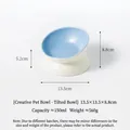 Gamelle surélevée en céramique pour animaux, bord incliné, design bleu et crème - Bouche Inclinée Surélevée / Bleu